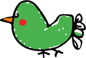 A green bird with a distinctive red dot on its head
